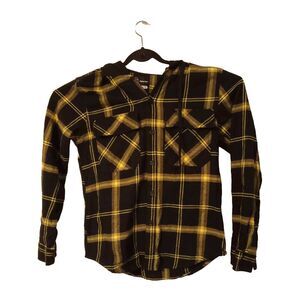 Original Use Men's Plaid Small Long Sleeve Shirt With Hood